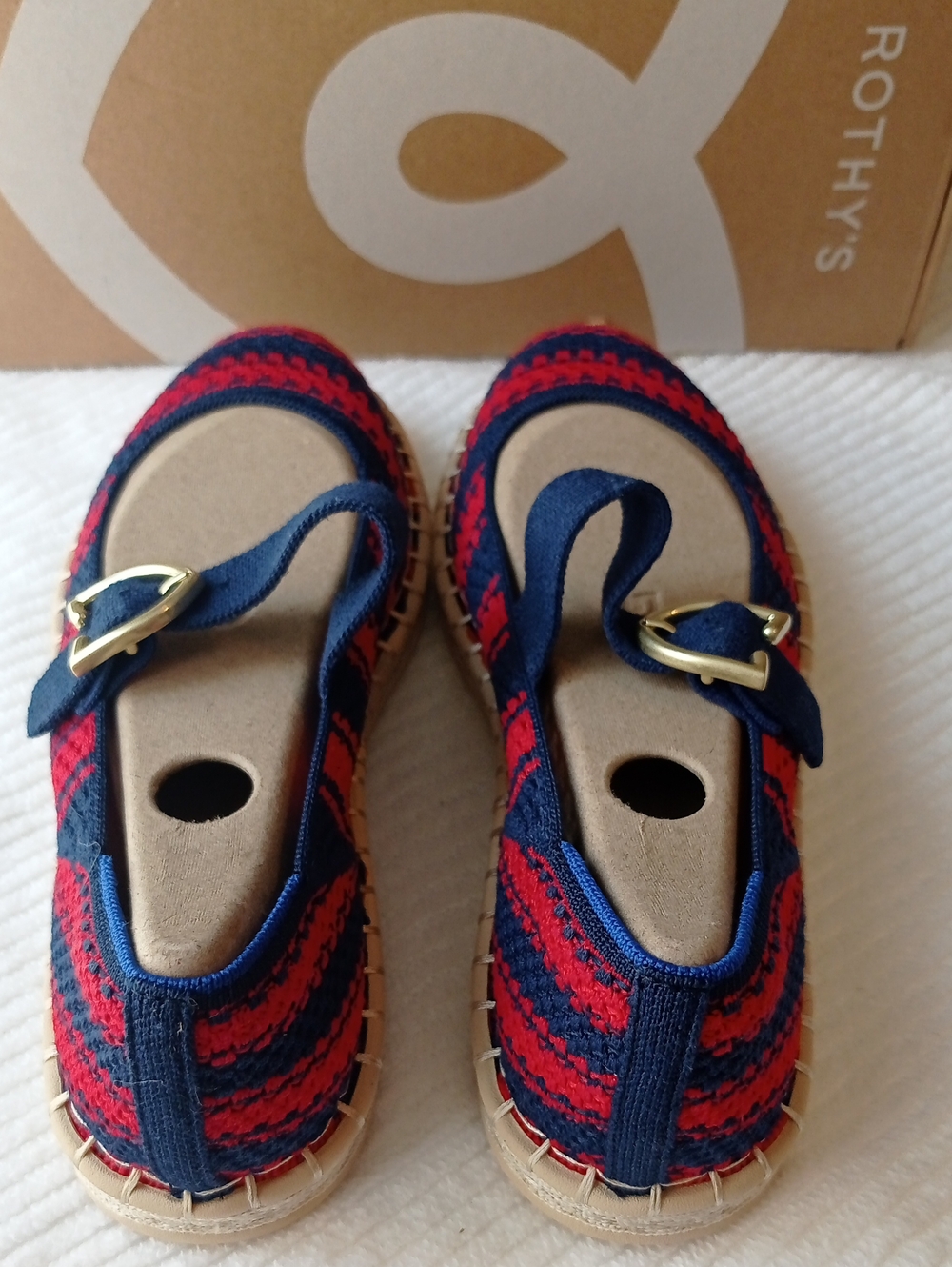 Rothy's Navy and Red Knit Mary Jane Espadrilles - Picture 5 of 6